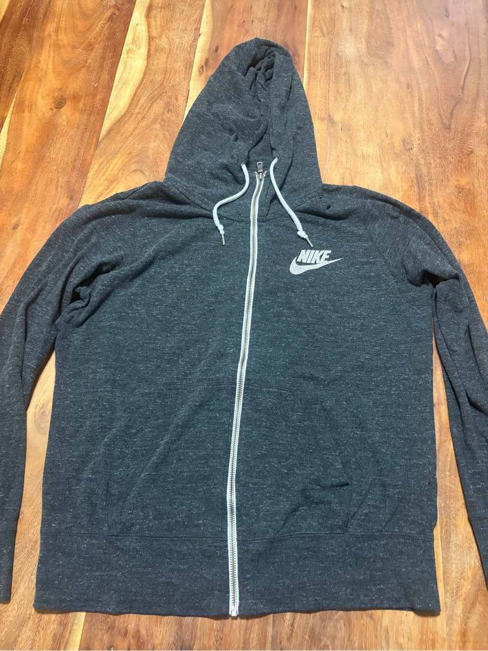 Nike Heather Charcoal Full-Zip Hoodie with Swoosh